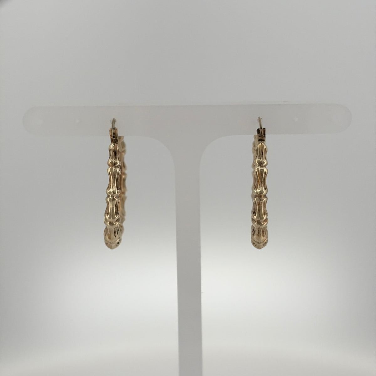9ct Gold Bamboo Hoop Creole Earrings