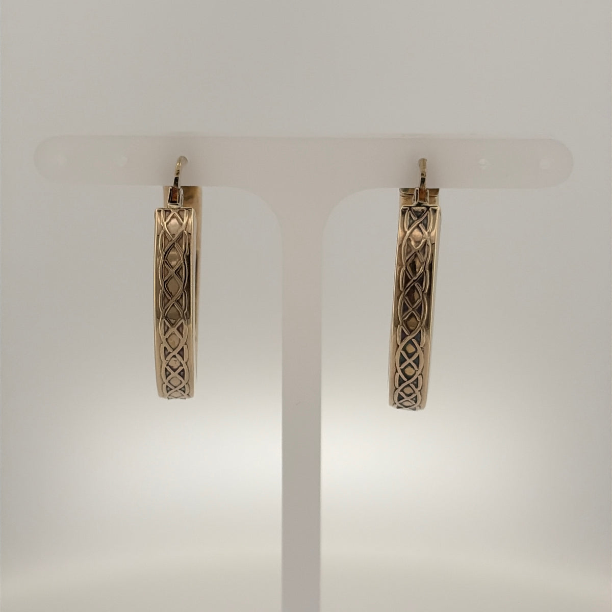 9ct Gold Oval Celtic Weave Creole Earrings