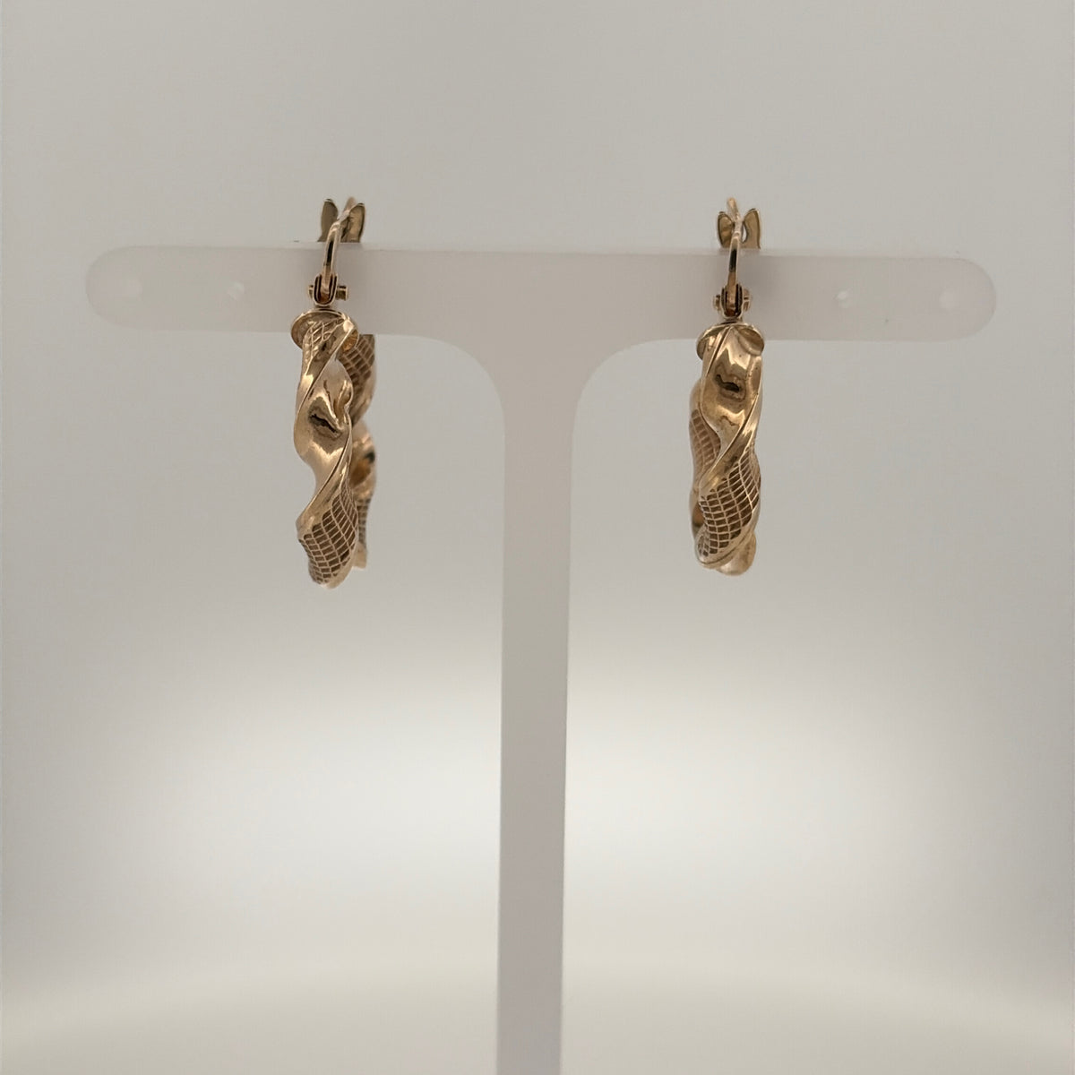 9ct Gold Oval Twist Creole Earrings