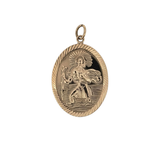 Add a meaningful and traditional piece to your jewellery collection with this pre-owned 9ct yellow gold oval double-sided St Christopher pendant, featuring a classic religious design often associated with travel and protection.
Design: The pendant features an oval double-sided design with St Christopher detailing, giving the piece interest from both sides while retaining a timeless and traditional appearance.