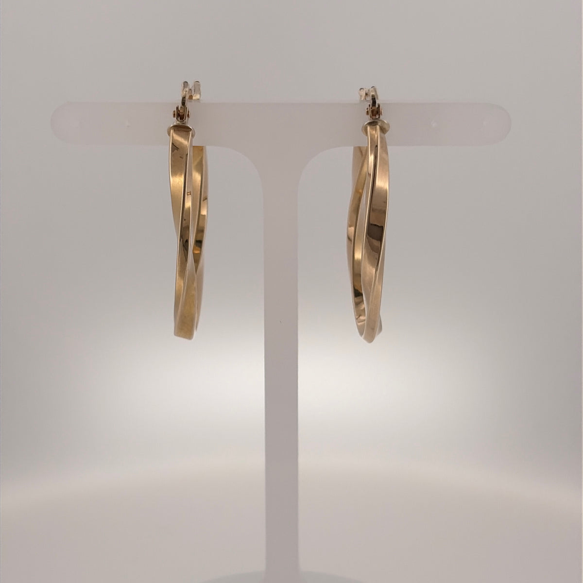 9ct Gold Twisted Oval Creole Earrings