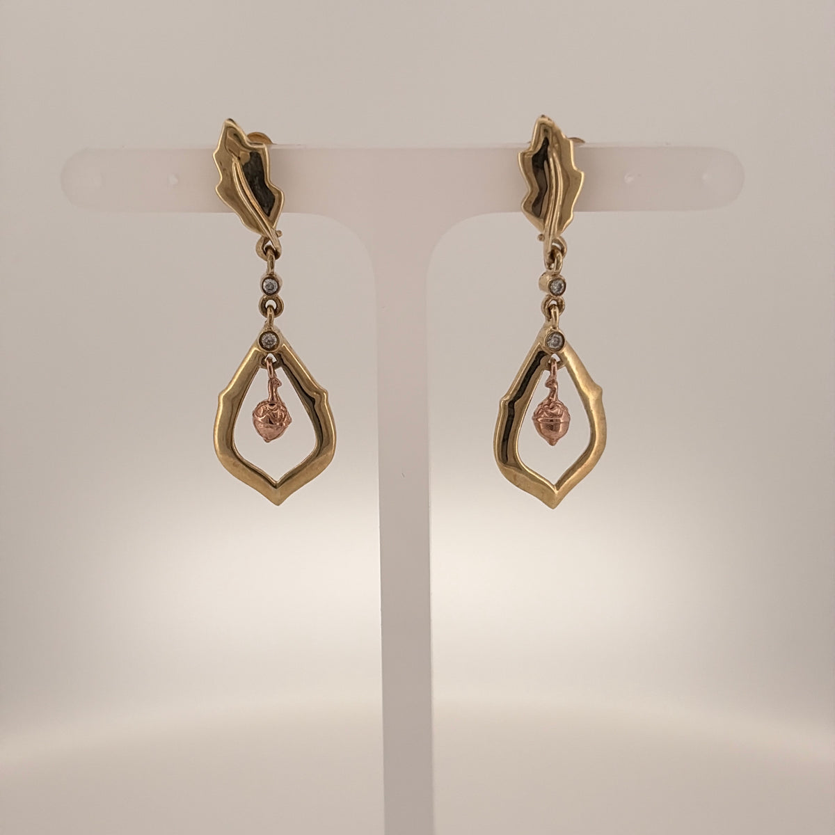 9ct Gold & Diamond Clogau Acorn Drop Earrings