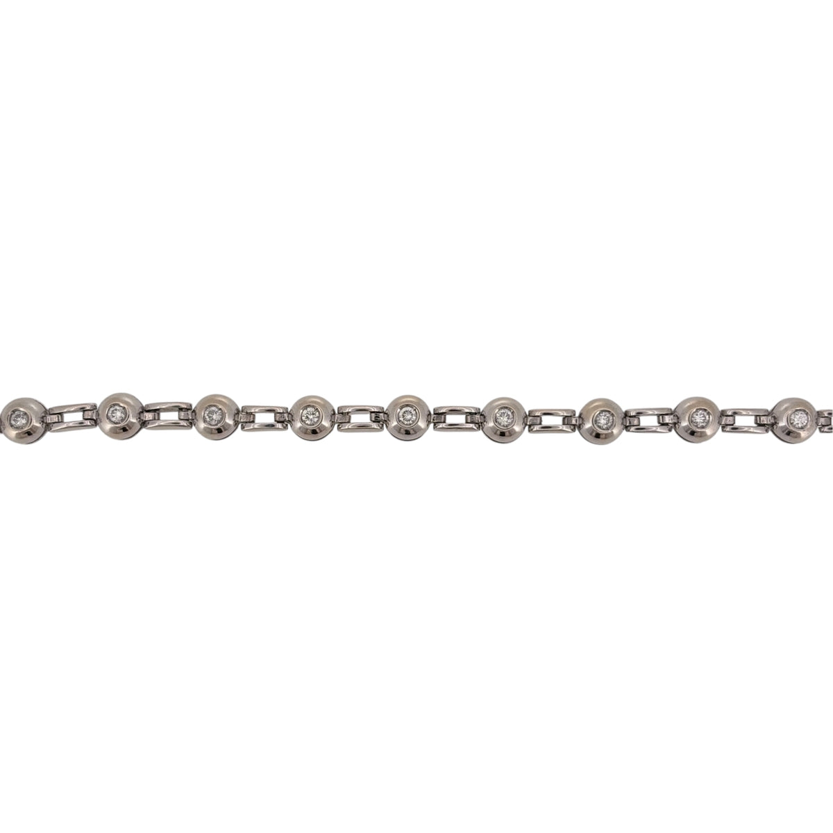 18ct White Gold & Diamond Rubover Set 7.5" Bracelet