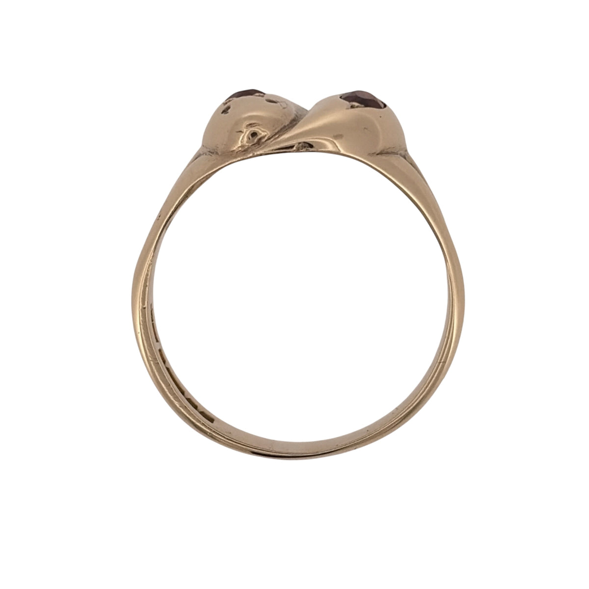 9ct Gold & Garnet Double Snake Head Ring