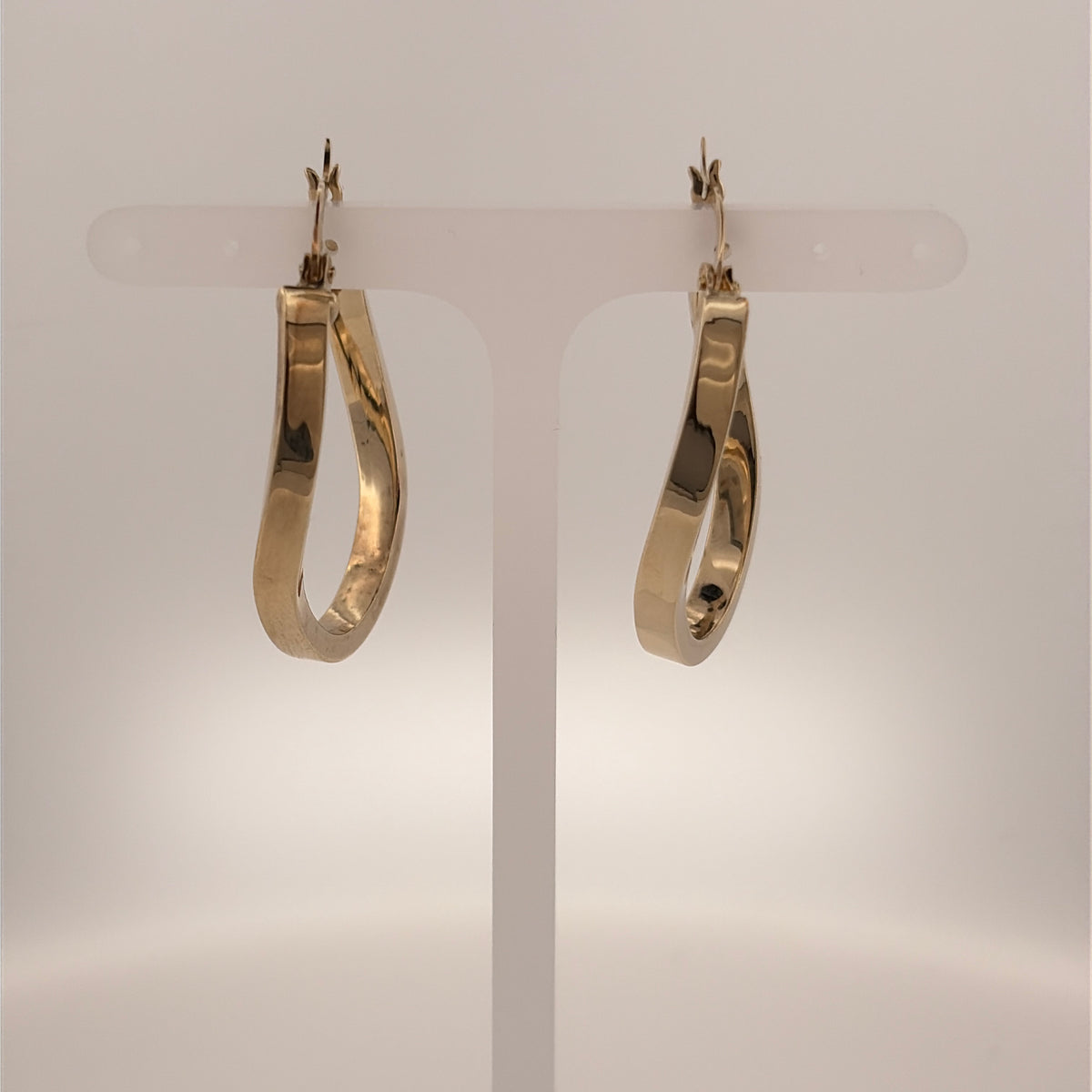 9ct Gold Twist Oval Creole Earrings