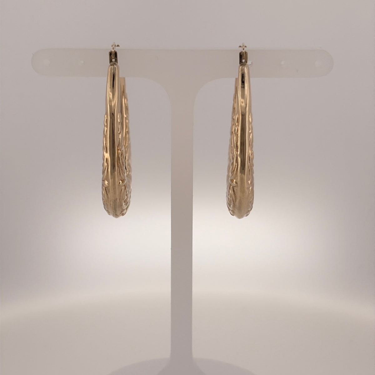 9ct Gold Patterned Hoop Creole Earrings
