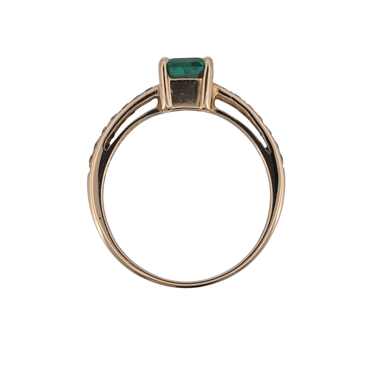 14ct Gold Diamond & Emerald Ring