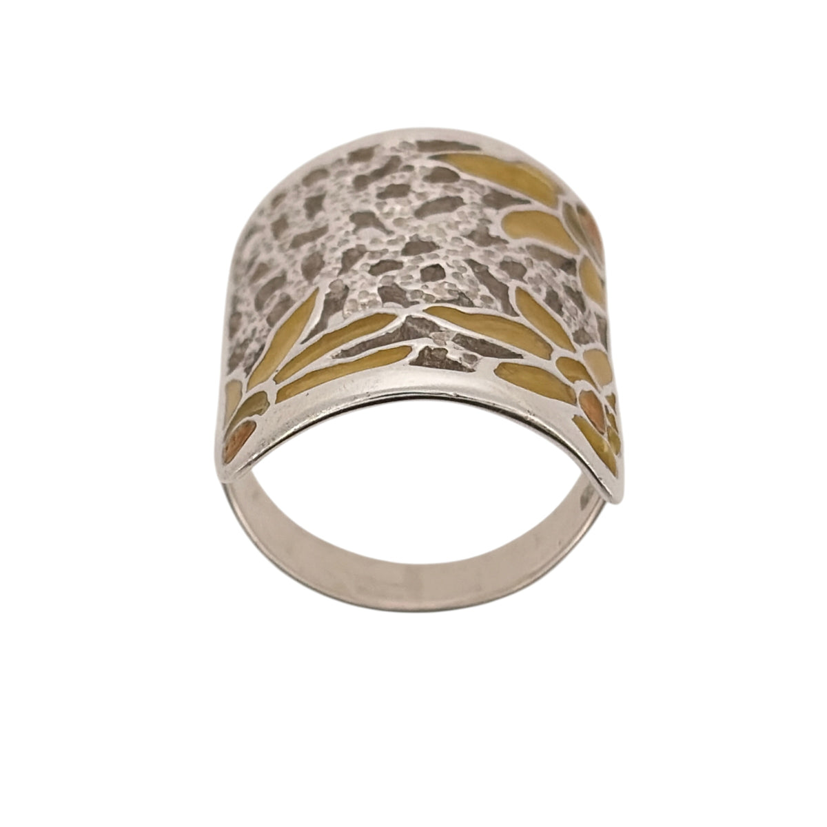 925 Silver Enamel Daffodil Dress Ring