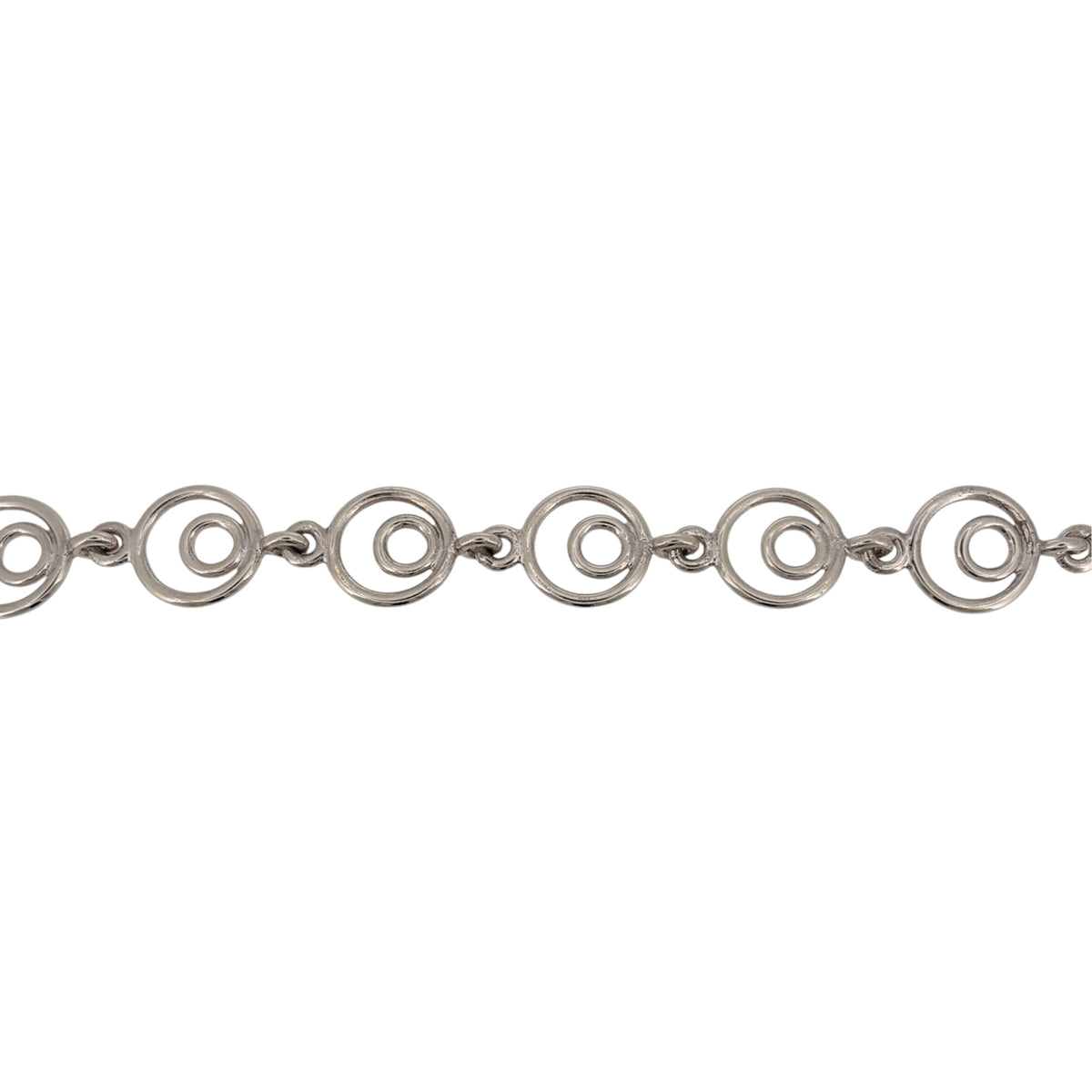 925 Silver 8" Double Circle Link Bracelet