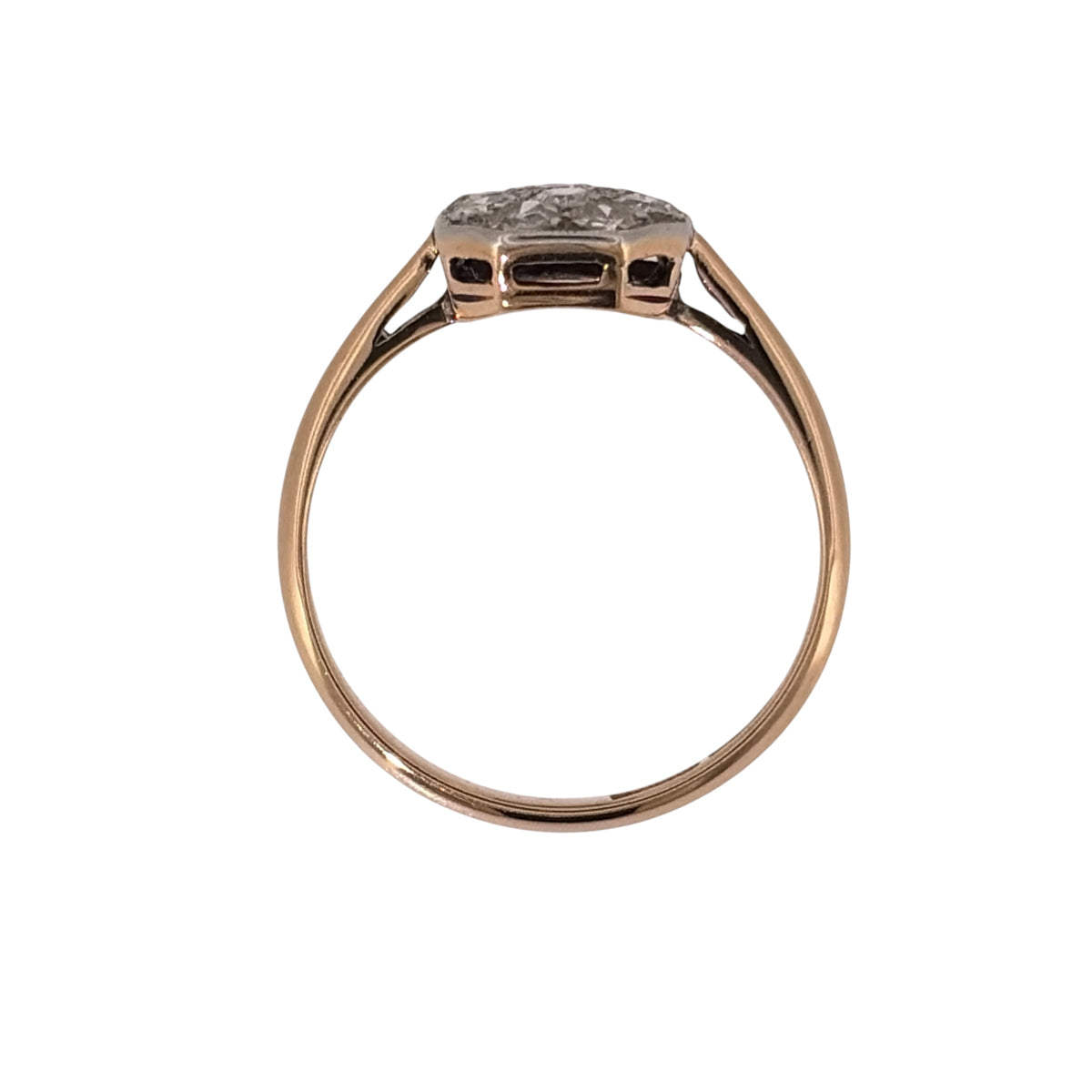 18ct Gold & Platinum Diamond Rectangle Cluster Ring