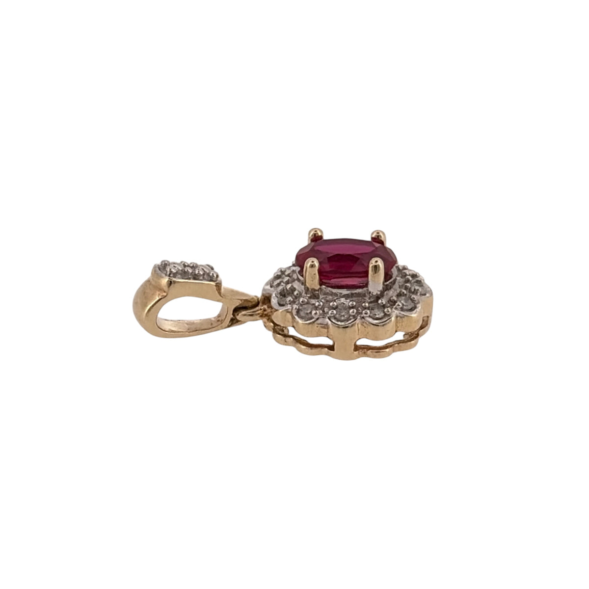 9ct Gold Diamond & Ruby Cluster Pendant