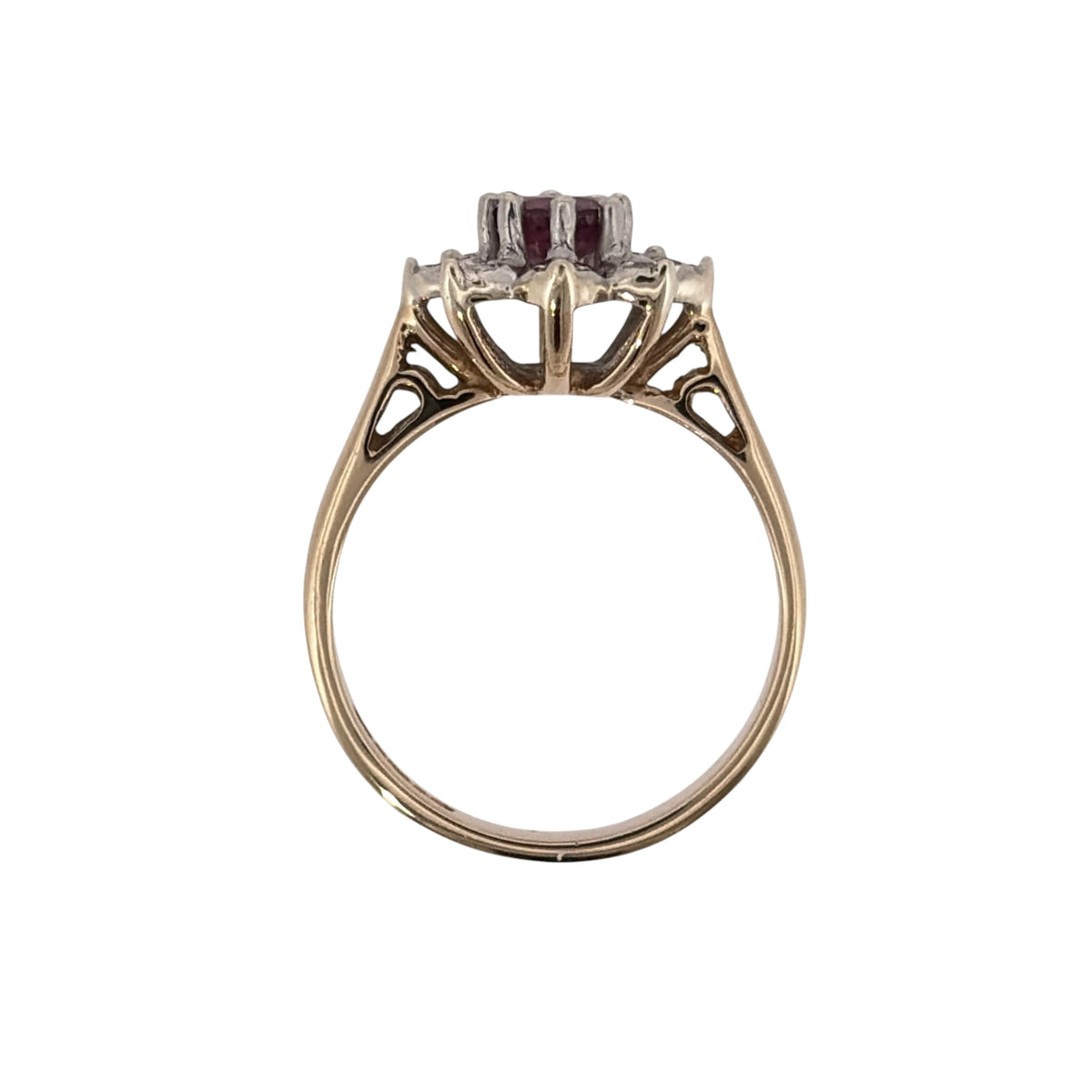 9ct Gold Diamond & Ruby Cluster Ring