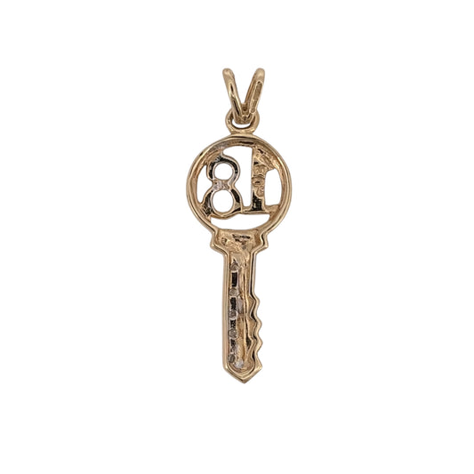 Celebrate a special milestone with this pre-owned 9ct yellow gold and diamond '18' key pendant, featuring a decorative key design with diamond detailing.
Design: The pendant features a traditional key shape incorporating the number '18', symbolising an 18th birthday and creating a meaningful keepsake.
Material: Made from 9ct yellow gold, offering a warm gold finish that complements the diamond detailing.
Diamond Detail: Features diamond detailing within the key design, adding an elegant finishing touch.