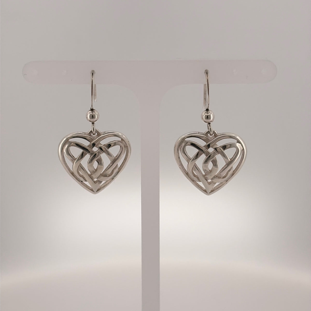 925 Silver Celtic Heart Drop Earrings