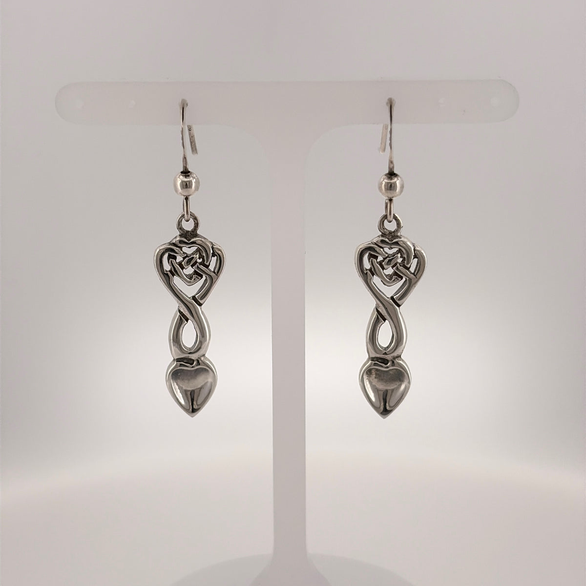 925 Silver Celtic Heart Lovespoon Drop Earrings