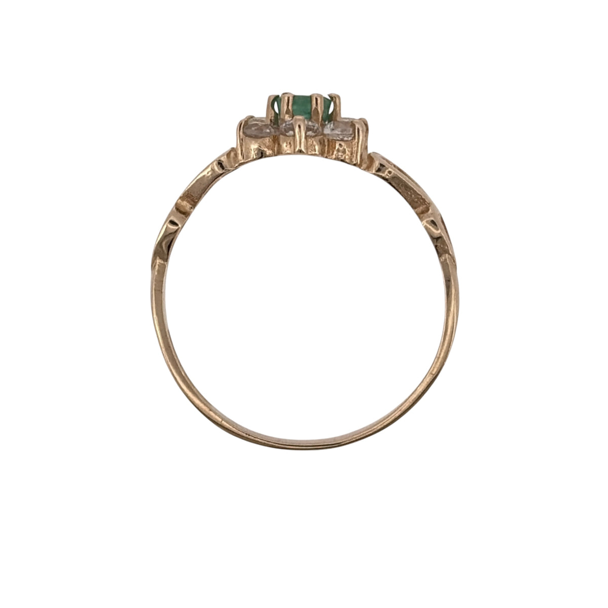 9ct Gold Green Stone & Cubic Zirconia Cluster Ring