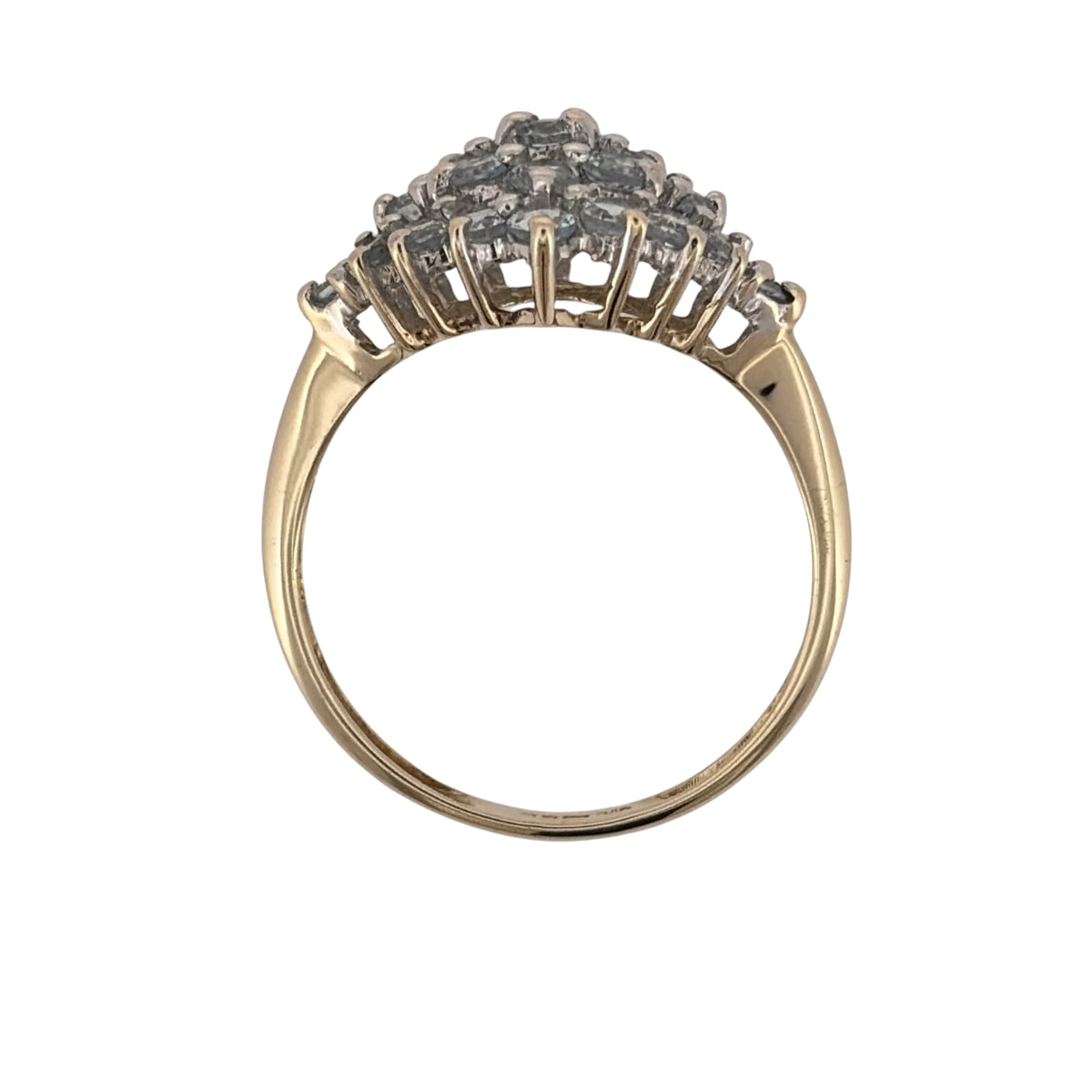 9ct Gold & Light Blue Stone Cluster Ring