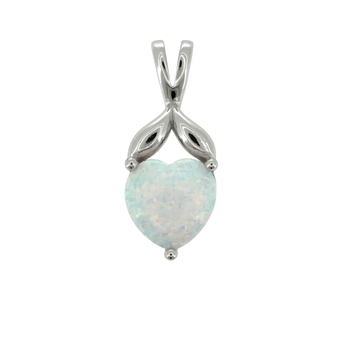 New 925 Silver & White Opalique Heart Pendant with the weight 2.10 grams