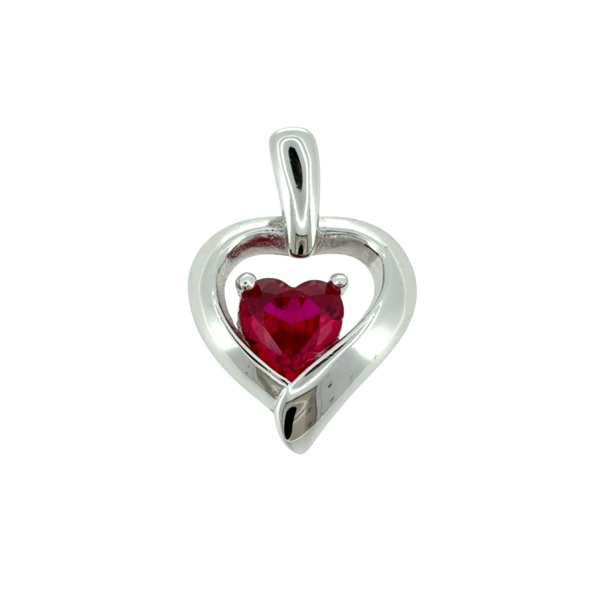 New 925 Silver & Red Ruby coloured Stone Heart Pendant with the weight 2.10 grams