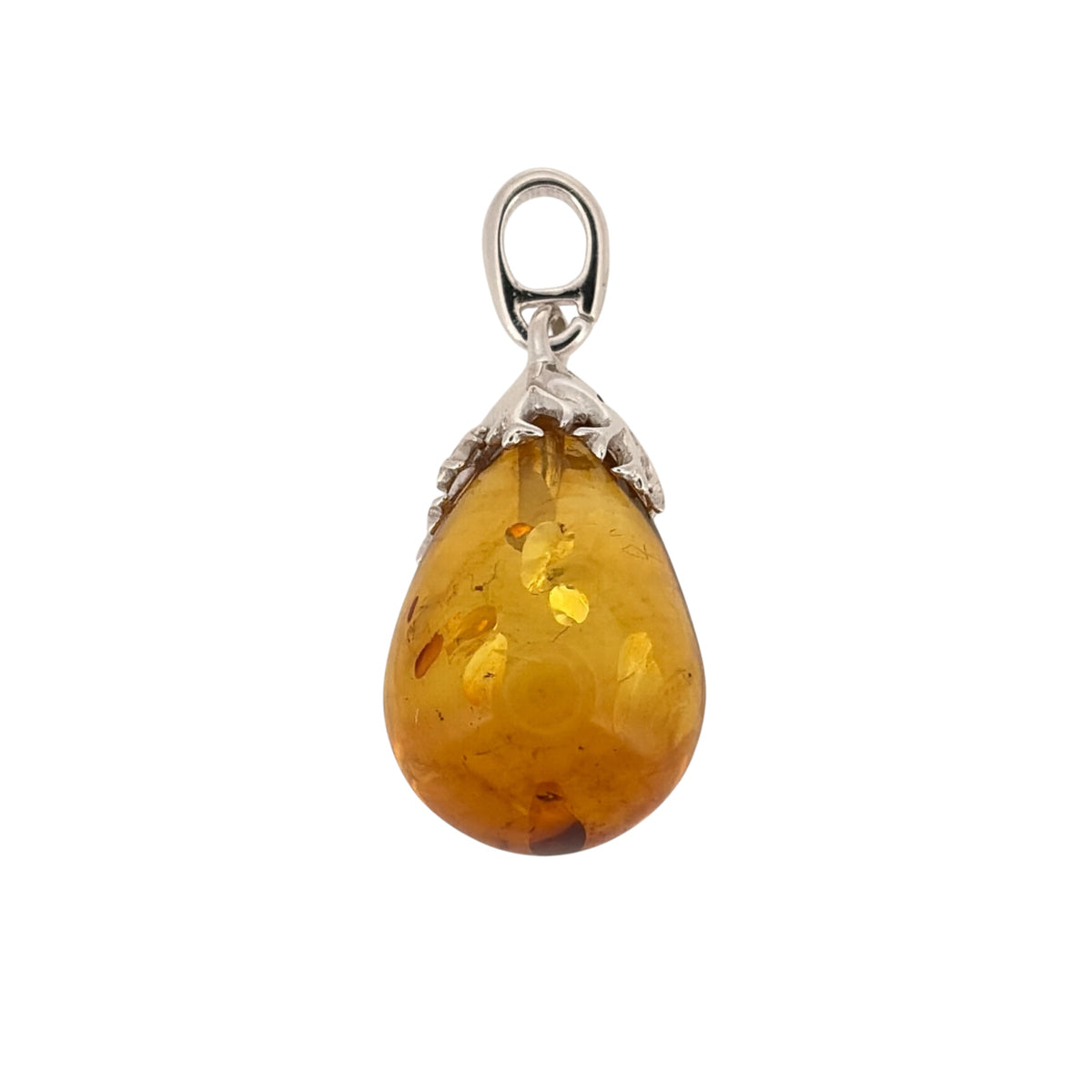New 925 Silver & Amber Teardrop Pendant with the weight 3 grams