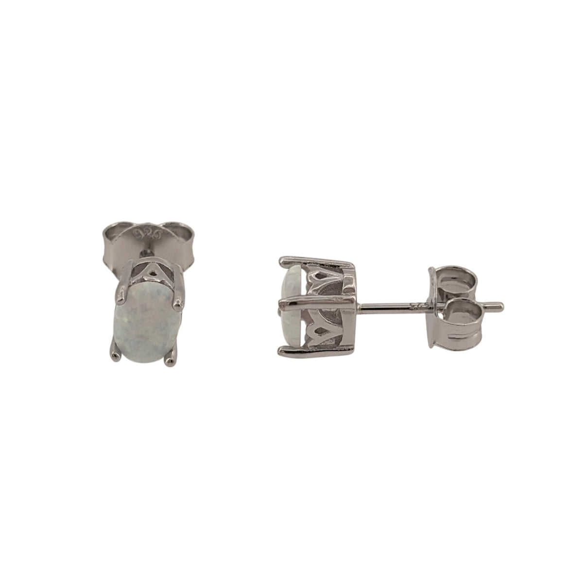 New 925 Silver & Opalique Oval Stud Earrings with the weight 1.60 grams and the stones are 7mm by 5mm