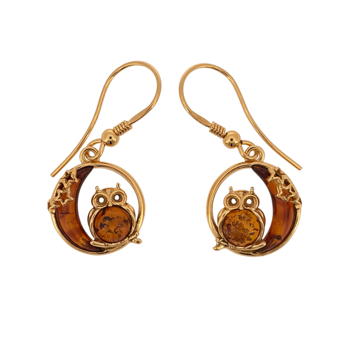 New 925 Silver Gold Plated & Amber Own Moon Drop Earrings and the earrings are each 3.6cm long