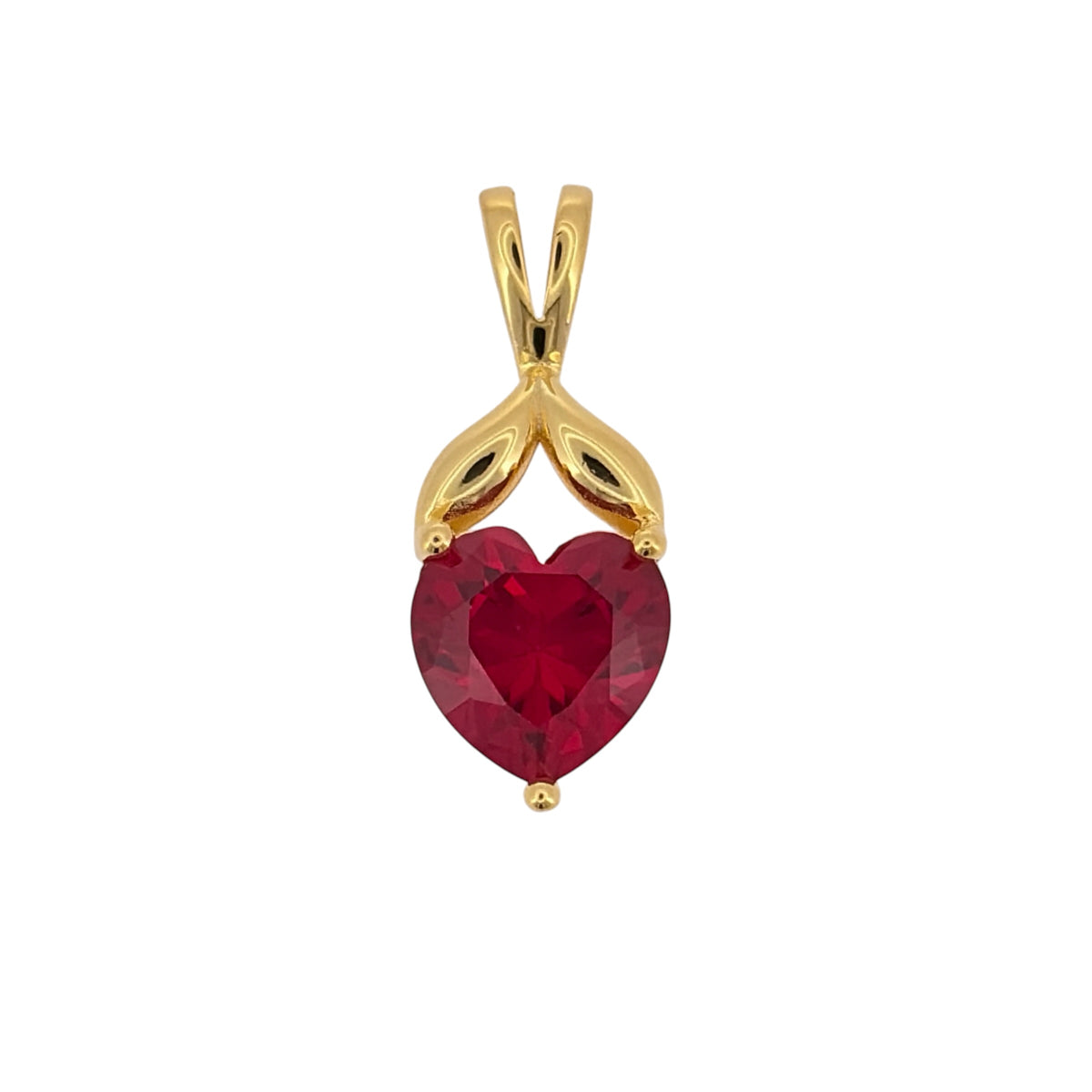 New 925 Silver Gold Plated & Pink/Red ruby coloured Stone Heart Pendant and the pendant is 2.3cm long including the bail