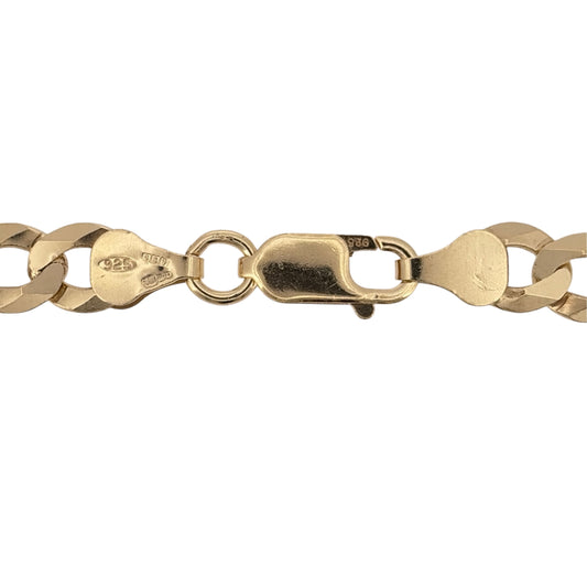 New 925 Silver Gold Plated 22" Curb Chain with the link width 7mm