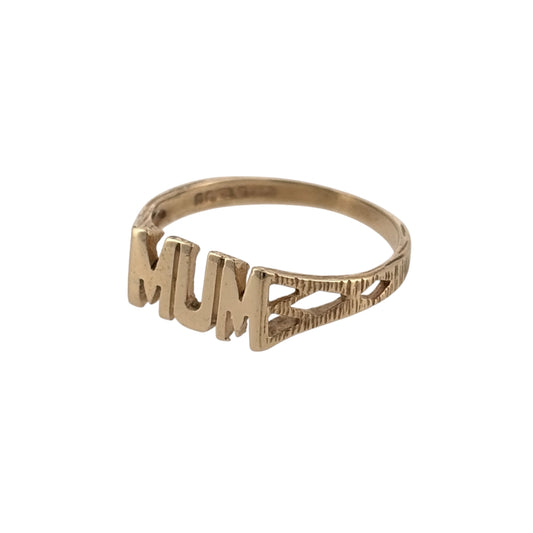 Add a sentimental touch to your jewellery collection with this pre-owned 9ct yellow gold Mum ring, featuring a meaningful design that makes a lovely gift or personal keepsake.
Design: The ring features the word 'Mum' across the front, creating a charming and meaningful appearance.
Material: Made from 9ct yellow gold, offering a classic warm gold finish.
Ring Detail: The front of the ring measures approximately 5mm high, with decorative 'Mum' lettering creating a delicate and personal design.