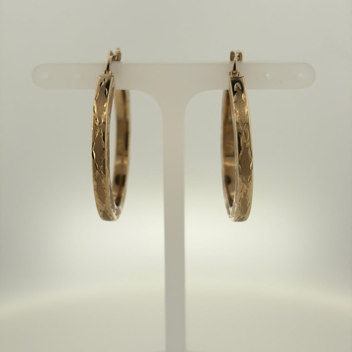 9ct Gold Patterned Hoop Creole Earrings