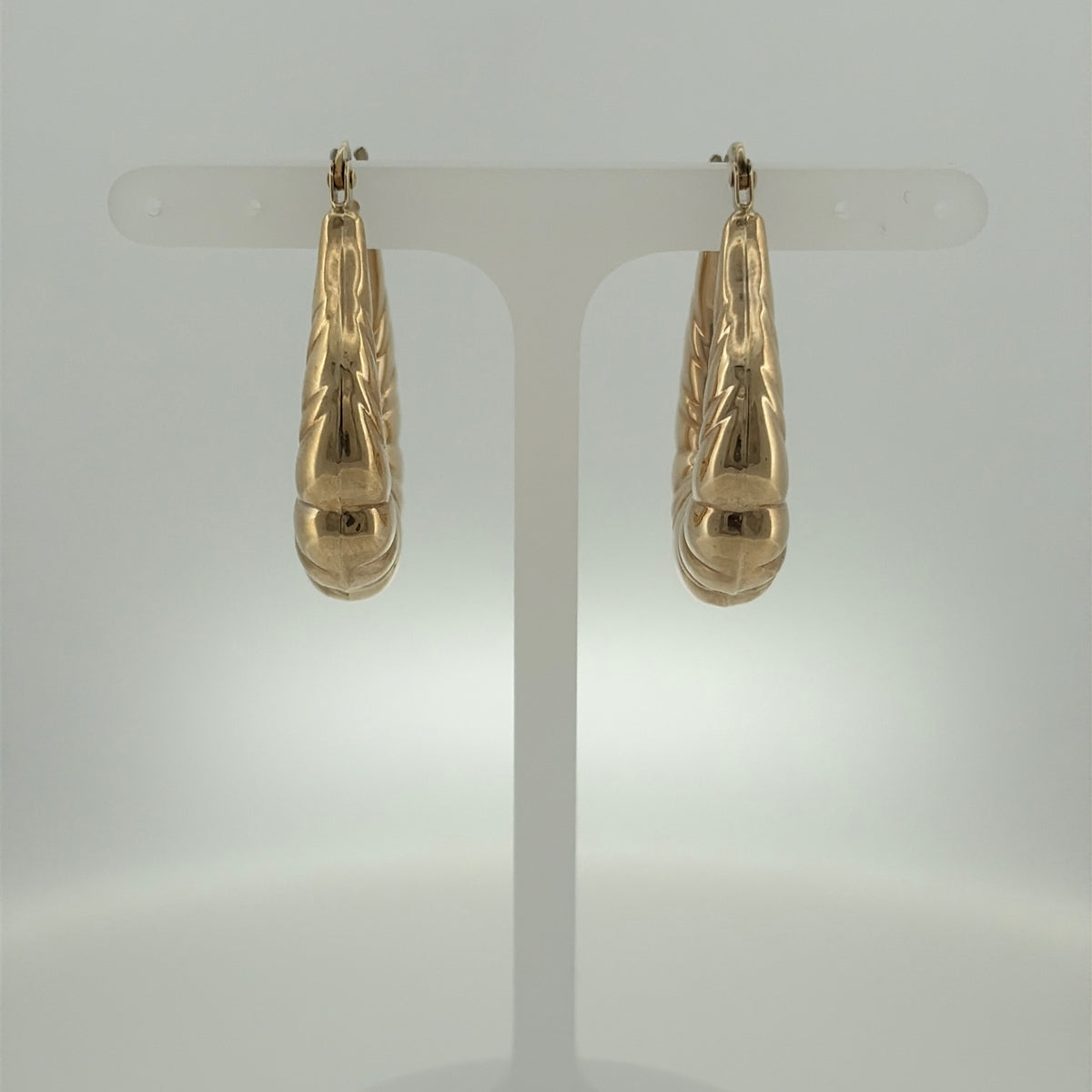 9ct Gold Bubble Patterned Creole Earrings