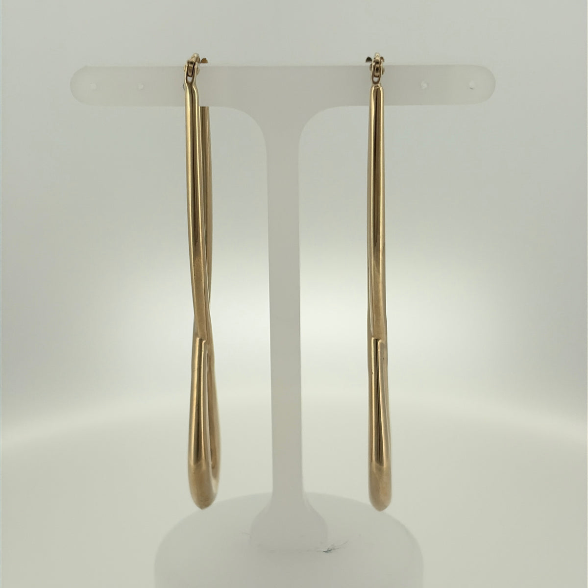 9ct Gold Long Twist Infinity Creole Earrings