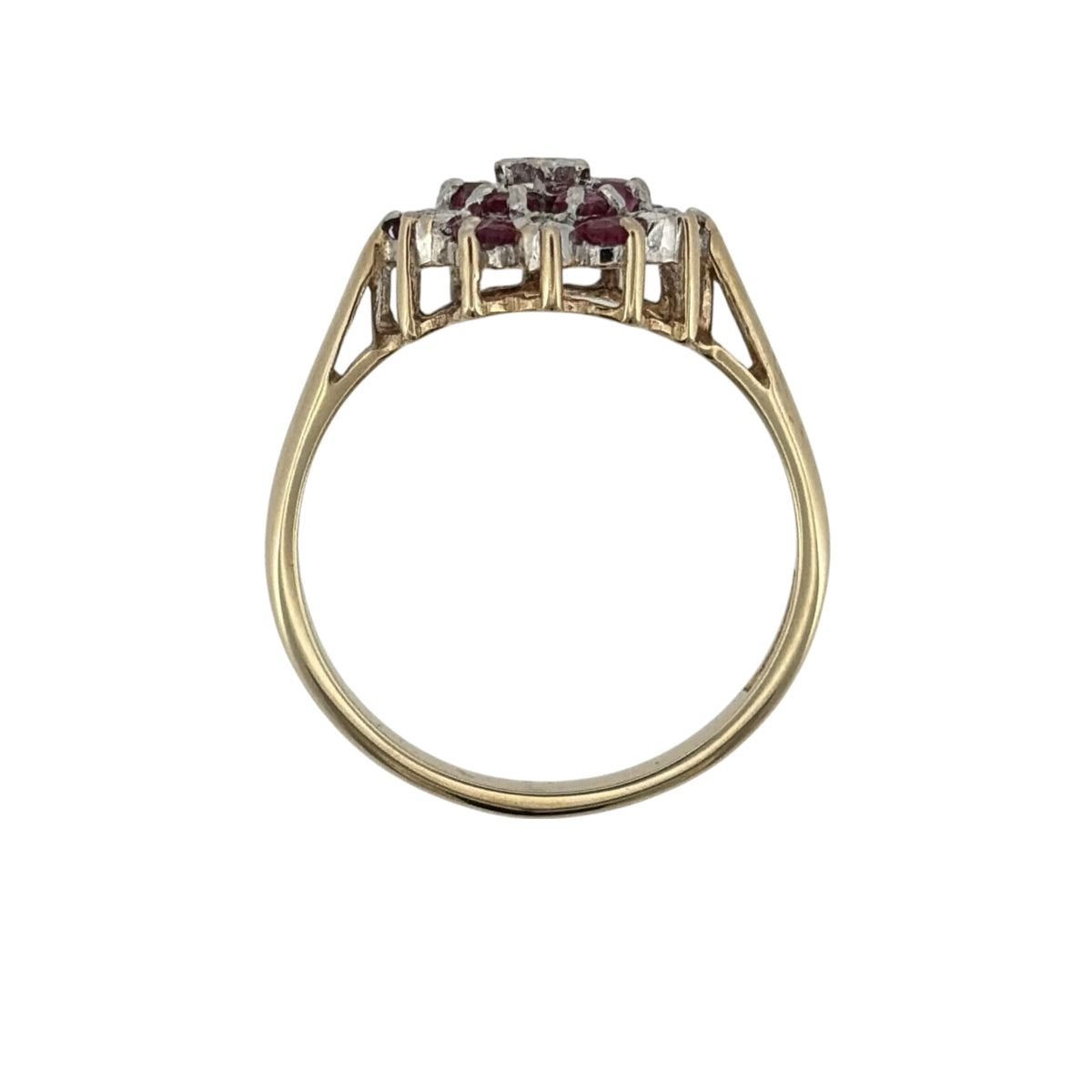 9ct Gold Diamond & Ruby Cluster Ring