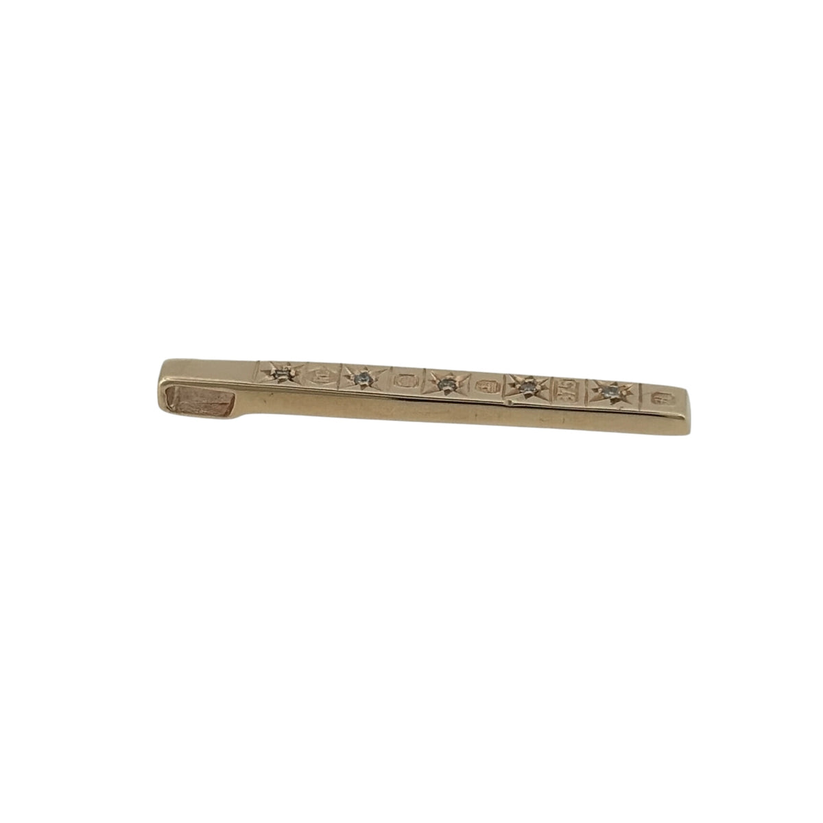 9ct Gold & Diamond Rectangle Ingot Bar Pendant