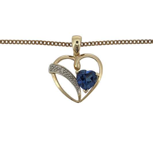 Add a romantic touch to your jewellery collection with this pre-owned 9ct yellow gold diamond and sapphire heart pendant necklace, featuring a beautiful heart-shaped sapphire complemented by diamond detailing and suspended from an 18-inch curb chain.
Design: The necklace features a charming heart-inspired pendant design, combining a sapphire with diamonds to create an elegant and sentimental appearance.
