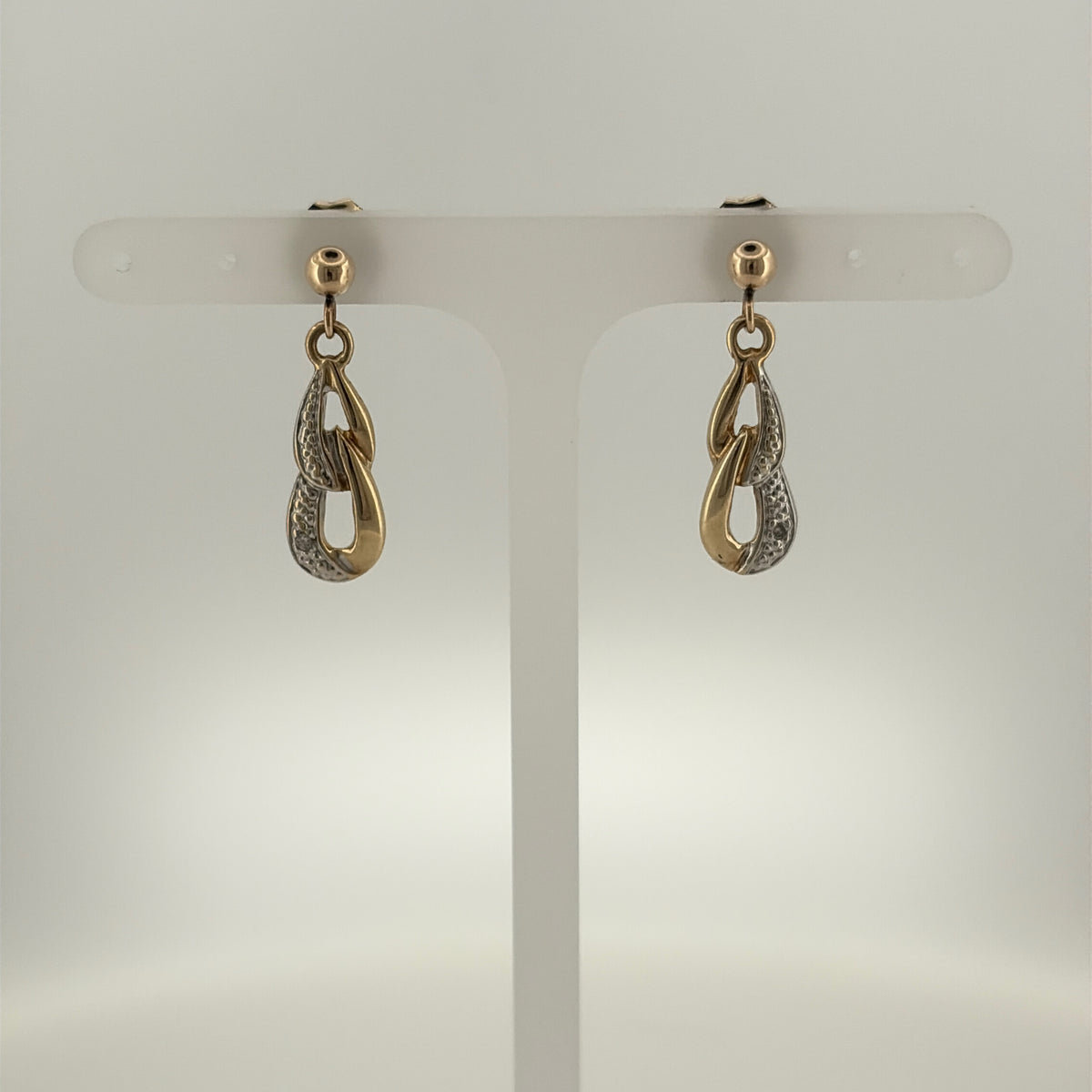 9ct Gold & Diamond Loop Drop Earrings