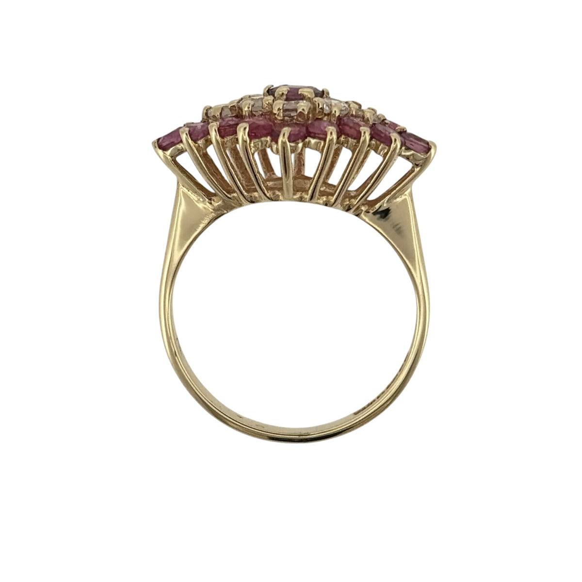 9ct Gold Ruby & Cubic Zirconia Cluster Ring