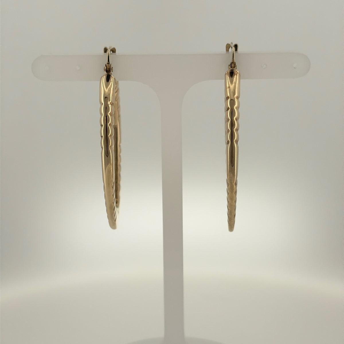 9ct Gold Textured Oval Creole Earrings