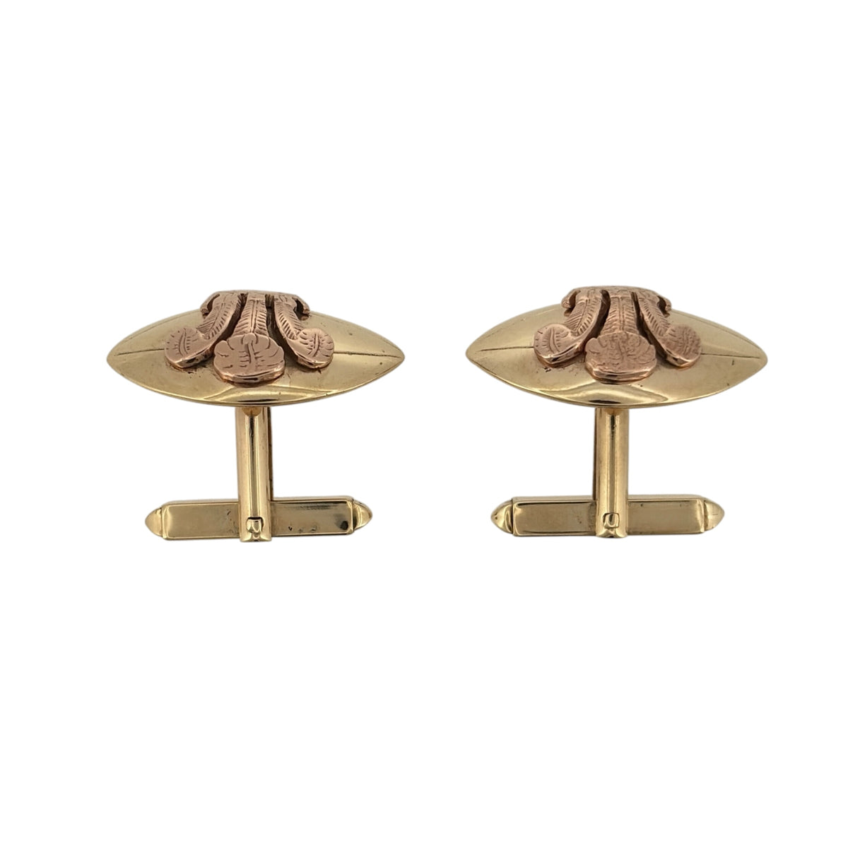 9ct Gold Welsh Three Feathers Rugby Ball Cufflinks