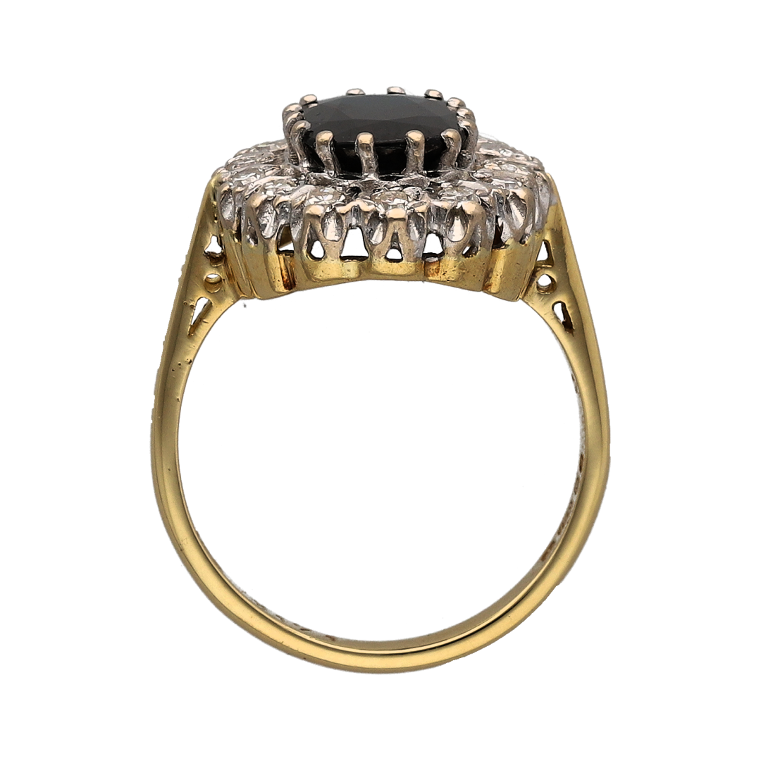 18ct Gold Diamond & Sapphire Cluster Ring