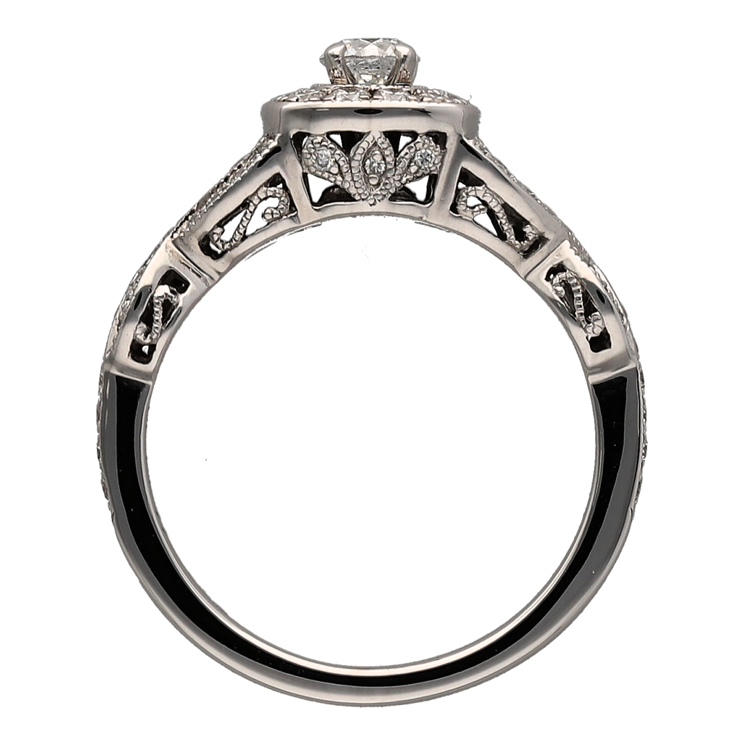 14ct White Gold & Diamond Halo Cluster Ring