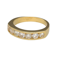 Load image into Gallery viewer, Preowned 18ct Yellow Gold &amp; Diamond Set Band Ring in size M with the weight 4.60 grams. The front of the band is approximately 4mm wide
