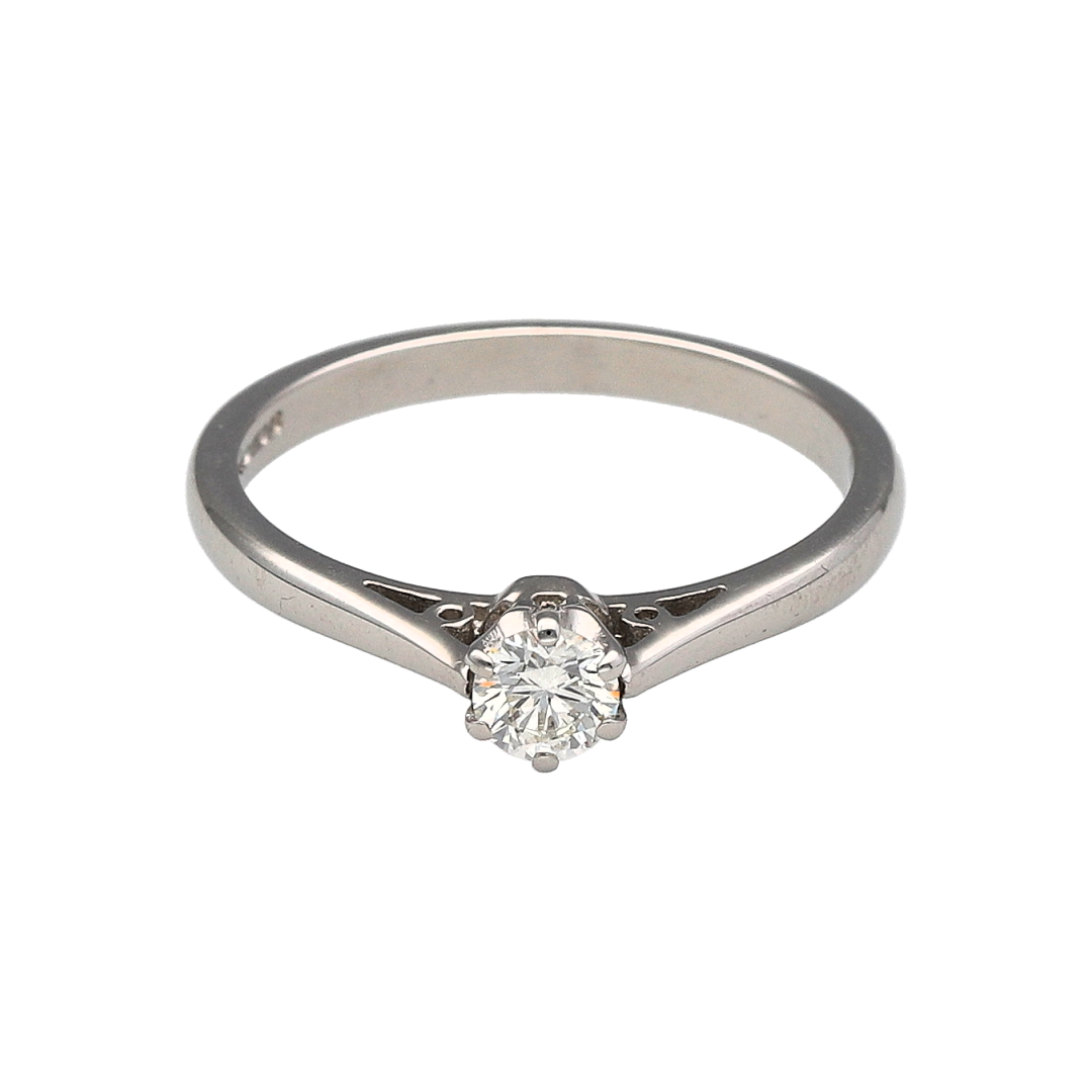 18ct White Gold & Diamond Set Solitaire Ring