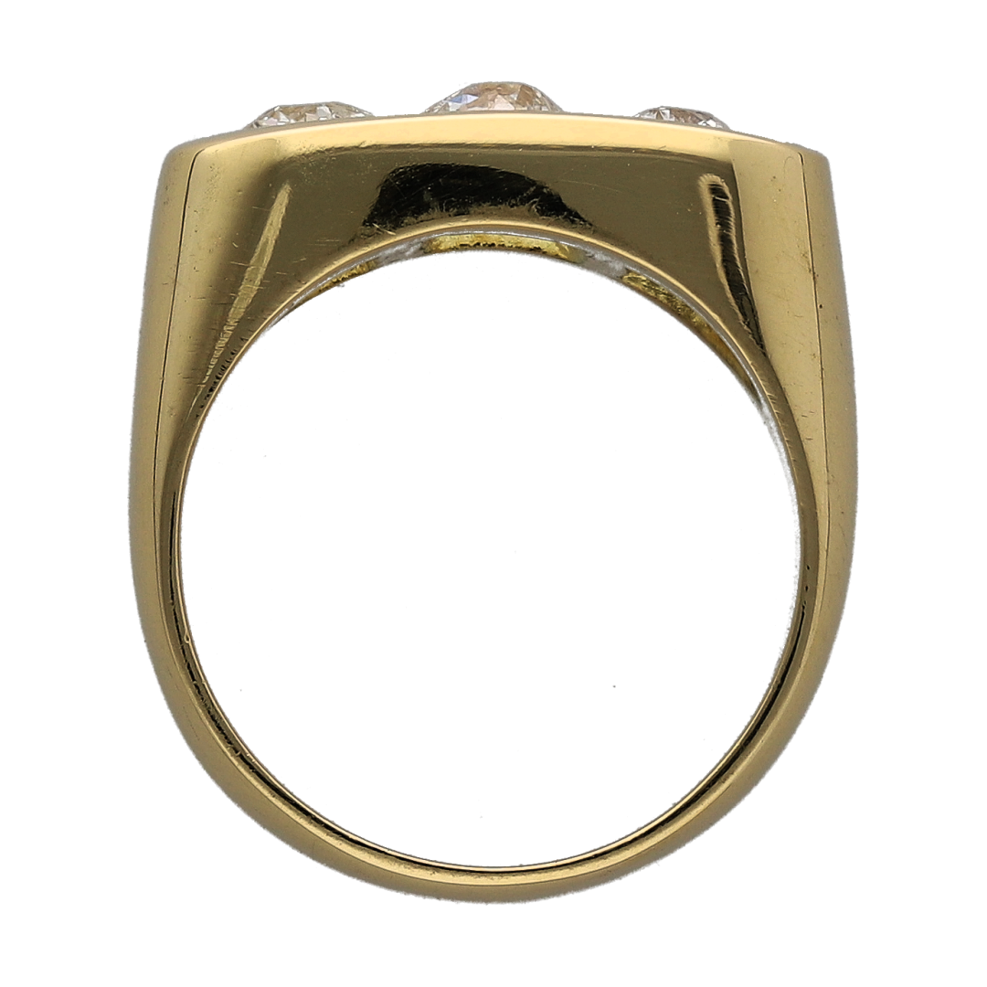 18ct Gold & Diamond Set Trilogy Signet Ring