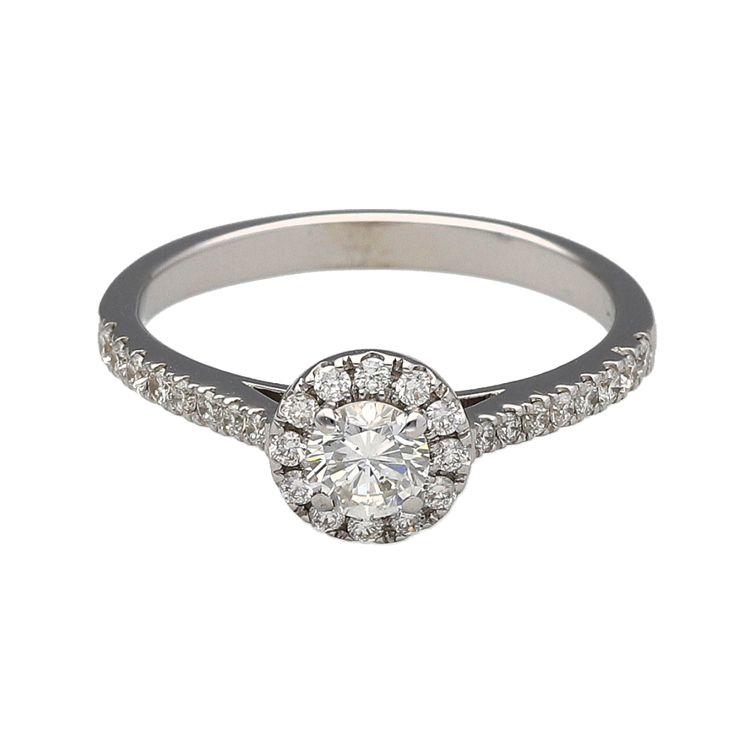 18ct White Gold & Diamond Set Halo Ring