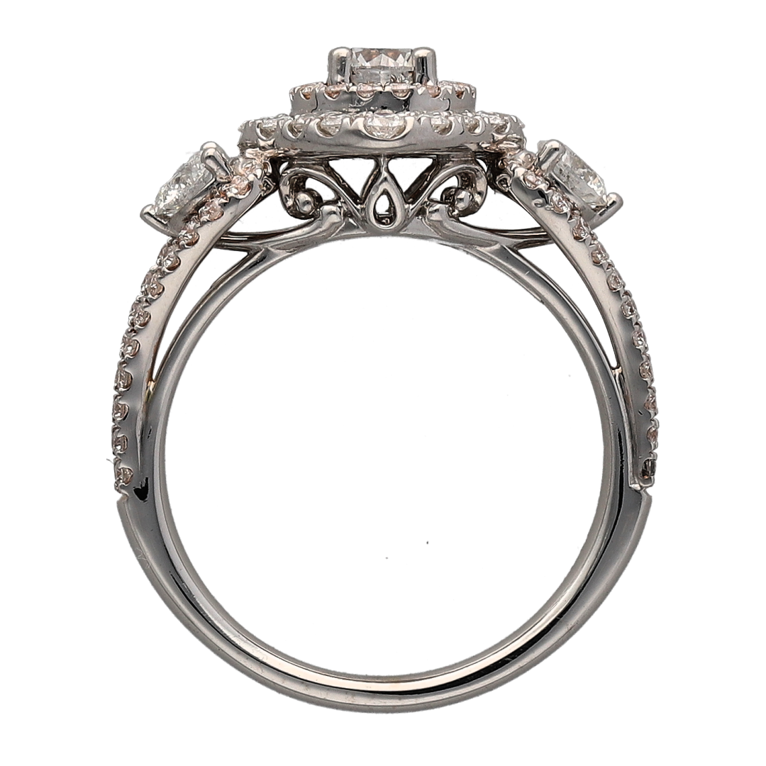 14ct White Gold & Diamond Set Halo Cluster Ring