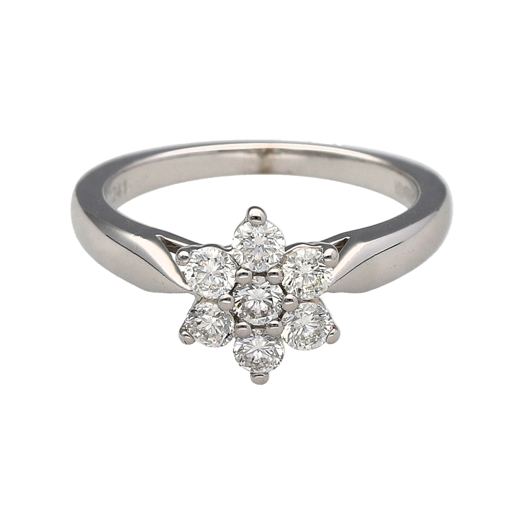 18ct White Gold & DIamond Set Flower Cluster Ring