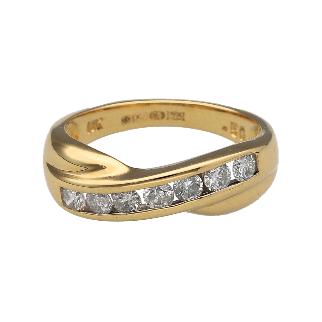 18ct Gold & Diamond Set Crossover Band Ring