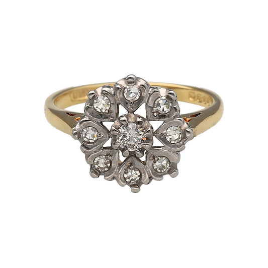 18ct Gold & Diamond Set Flower Cluster Ring
