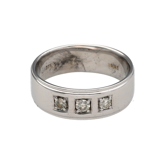 9ct White Gold & Diamond Set Band Ring